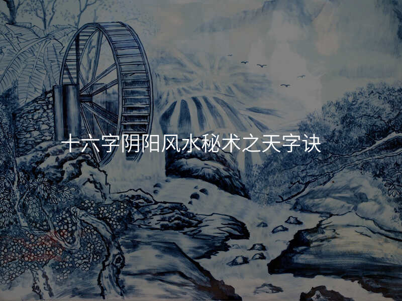 十六字阴阳风水秘术之天字诀