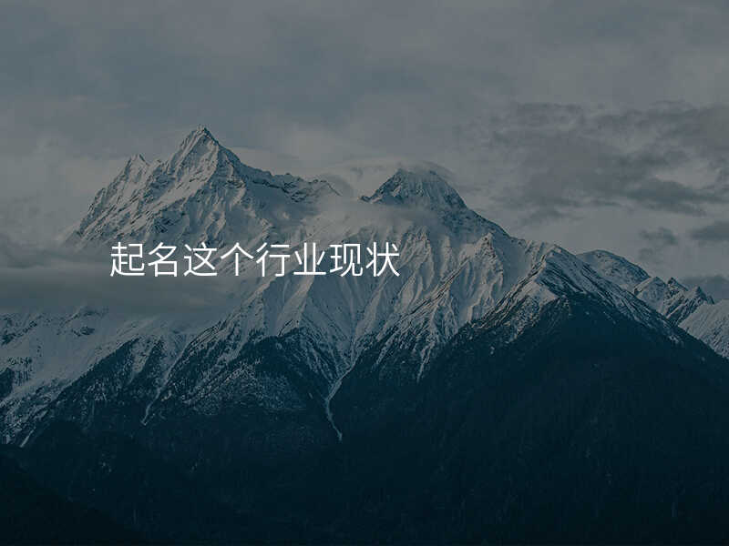 起名这个行业现状