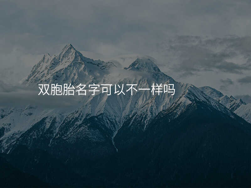 双胞胎名字可以不一样吗