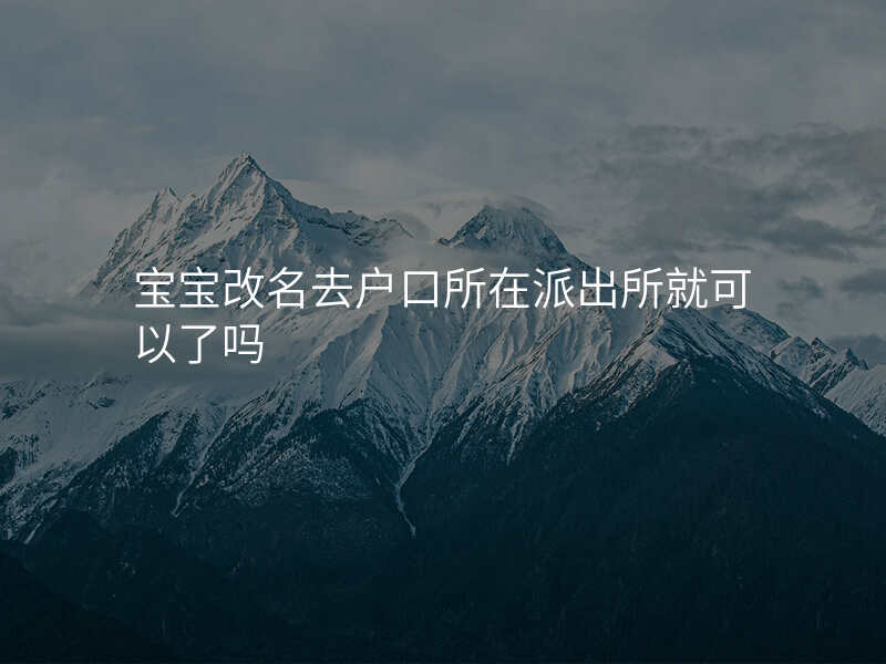 宝宝改名去户口所在派出所就可以了吗