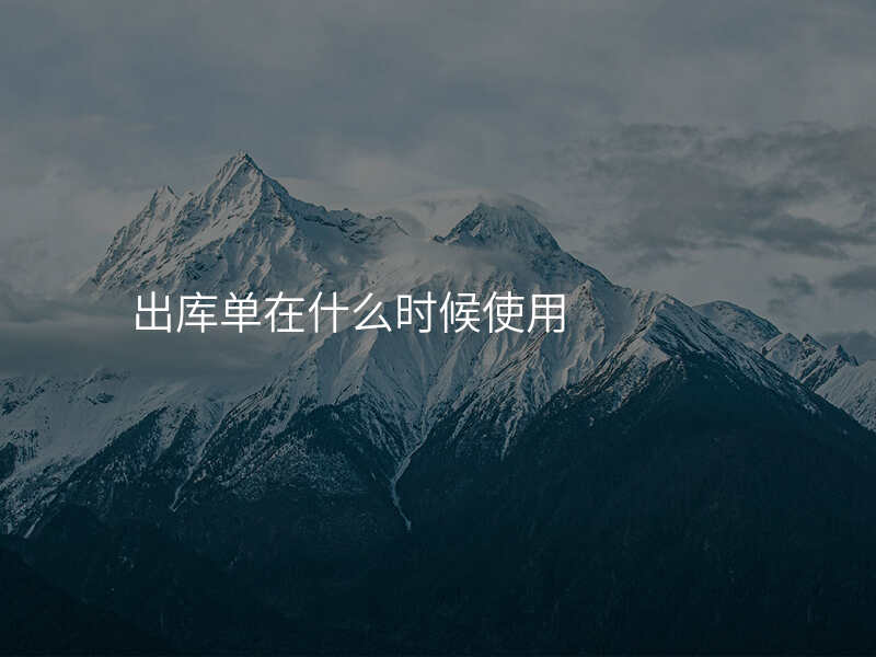 出库单在什么时候使用