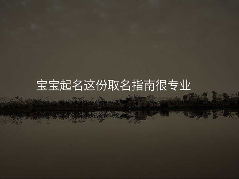 宝宝起名这份取名指南很专业