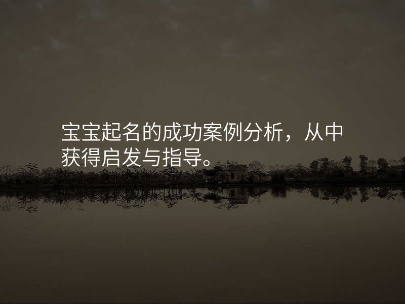 宝宝起名的成功案例分析,从中获得启发与指导。