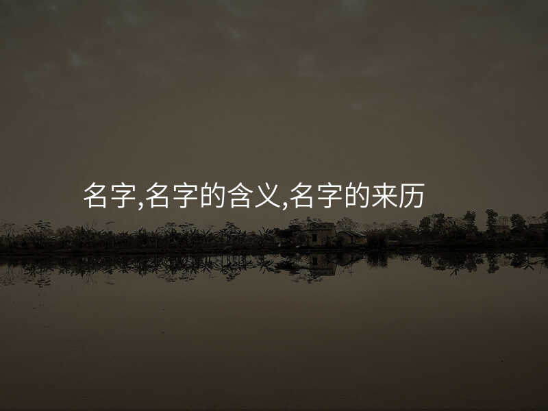 名字,名字的含义,名字的来历