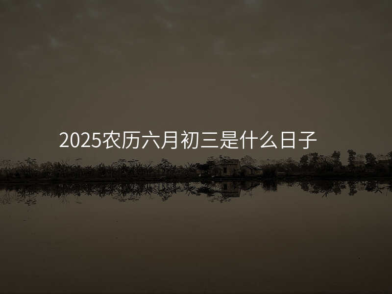 2025农历六月初三是什么日子
