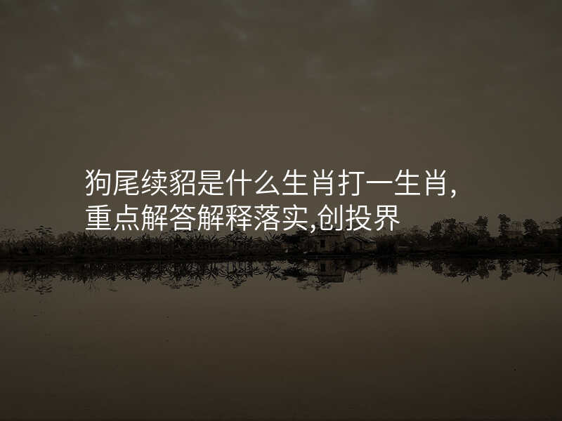 狗尾续貂是什么生肖打一生肖,重点解答解释落实,创投界