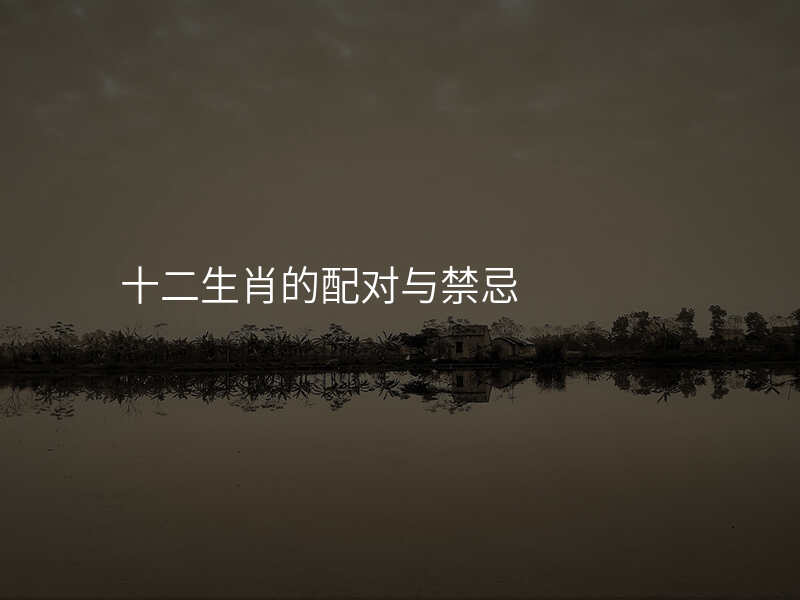 十二生肖的配对与禁忌