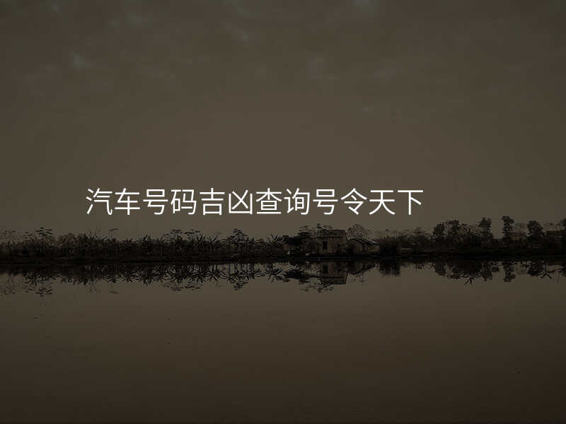 汽车号码吉凶查询号令天下