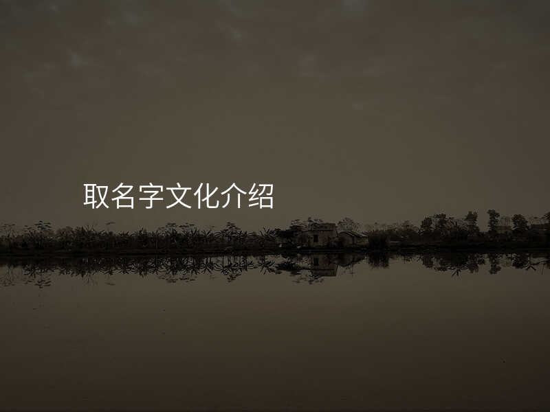 取名字文化介绍