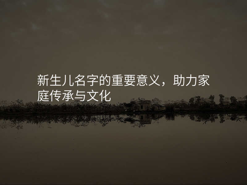 新生儿名字的重要意义,助力家庭传承与文化