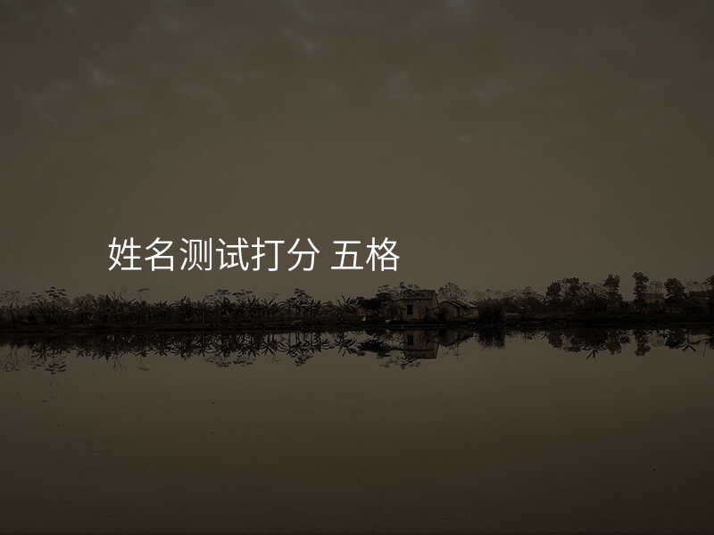 姓名测试打分 五格