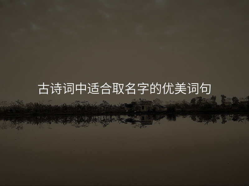 古诗词中适合取名字的优美词句