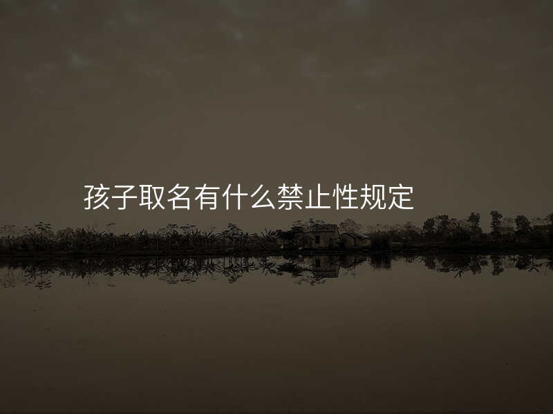 孩子取名有什么禁止性规定