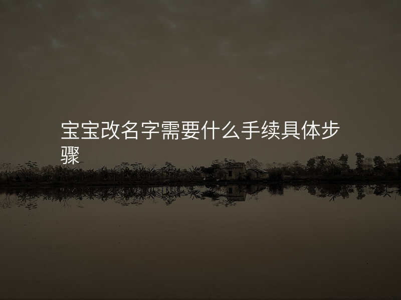 宝宝改名字需要什么手续具体步骤