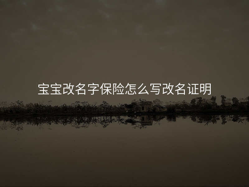 宝宝改名字保险怎么写改名证明