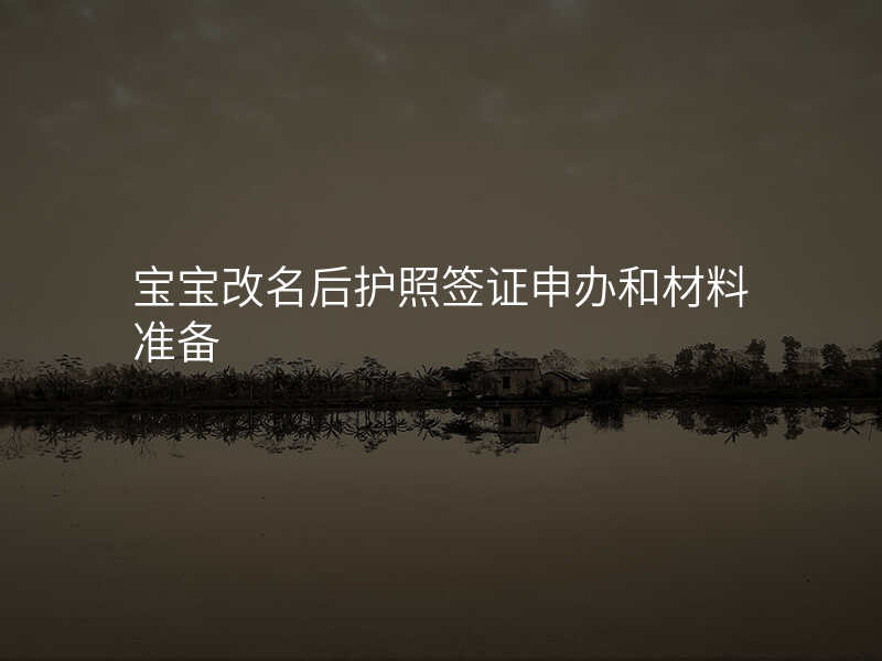 宝宝改名后护照签证申办和材料准备