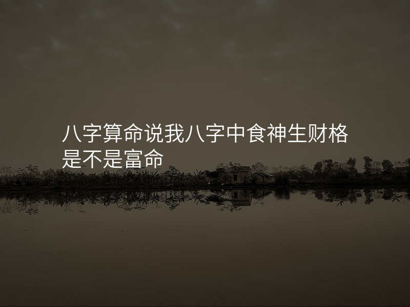 八字算命说我八字中食神生财格是不是富命