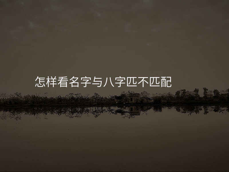 怎样看名字与八字匹不匹配