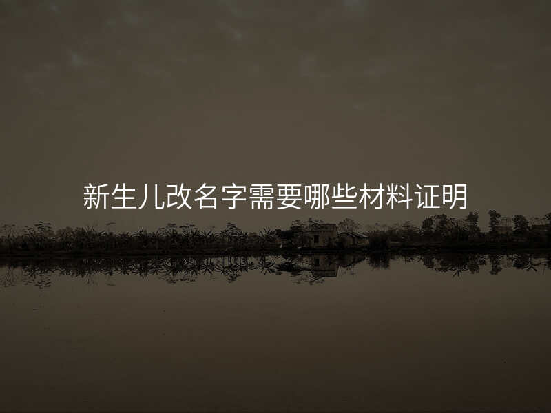 新生儿改名字需要哪些材料证明
