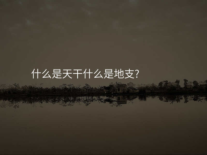 什么是天干什么是地支?