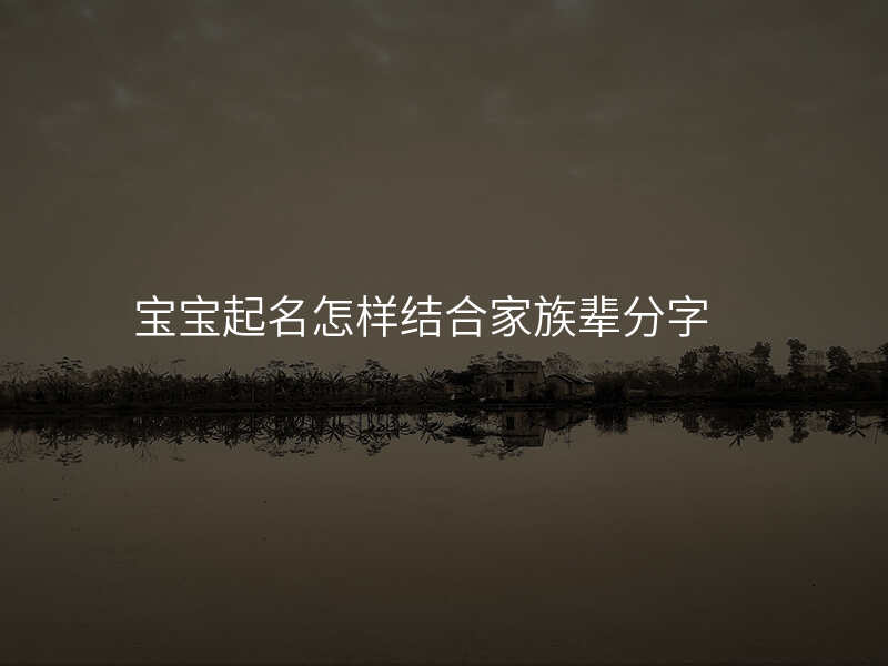 宝宝起名怎样结合家族辈分字