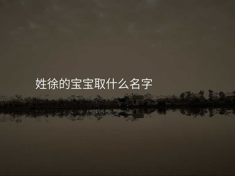 姓徐的宝宝取什么名字