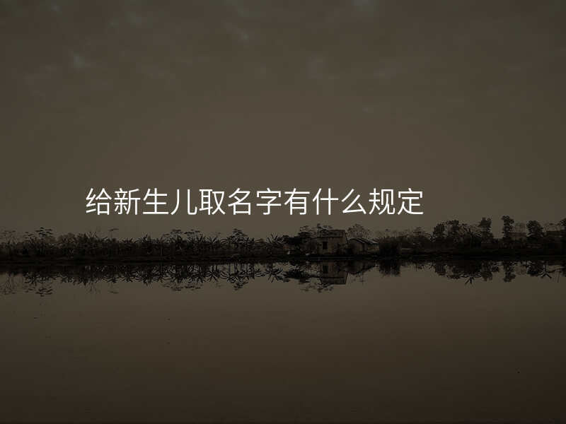 给新生儿取名字有什么规定