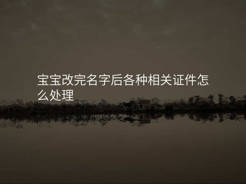 宝宝改完名字后各种相关证件怎么处理
