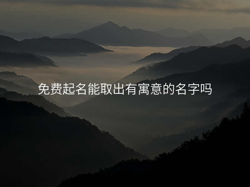 免费起名能取出有寓意的名字吗