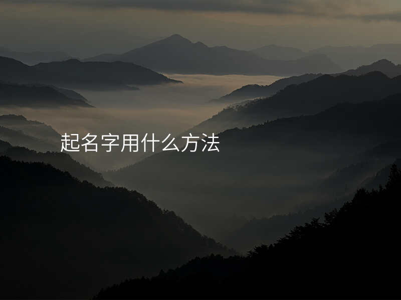 起名字用什么方法