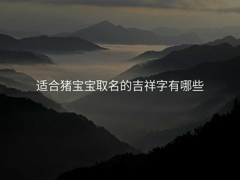 适合猪宝宝取名的吉祥字有哪些
