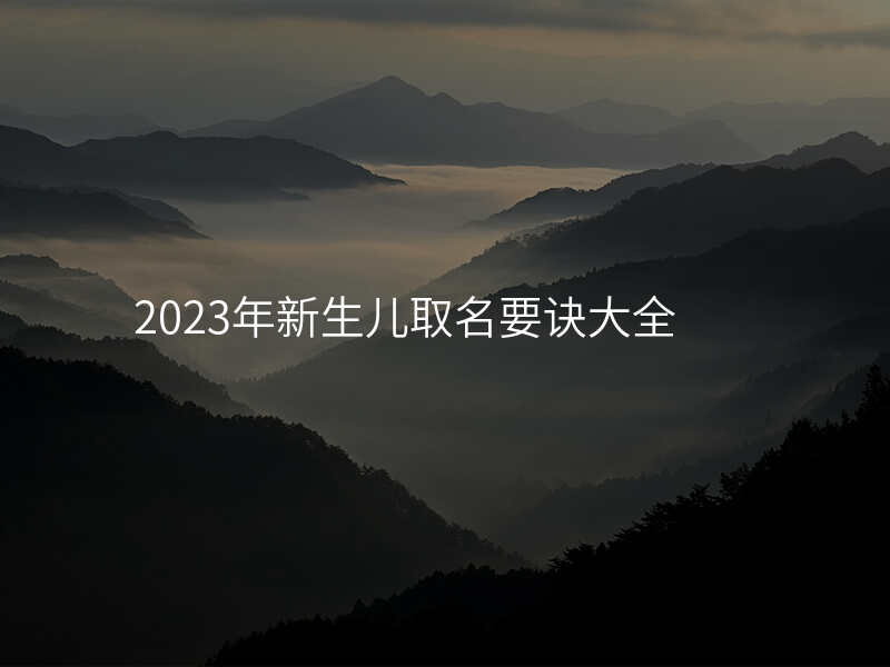 2023年新生儿取名要诀大全