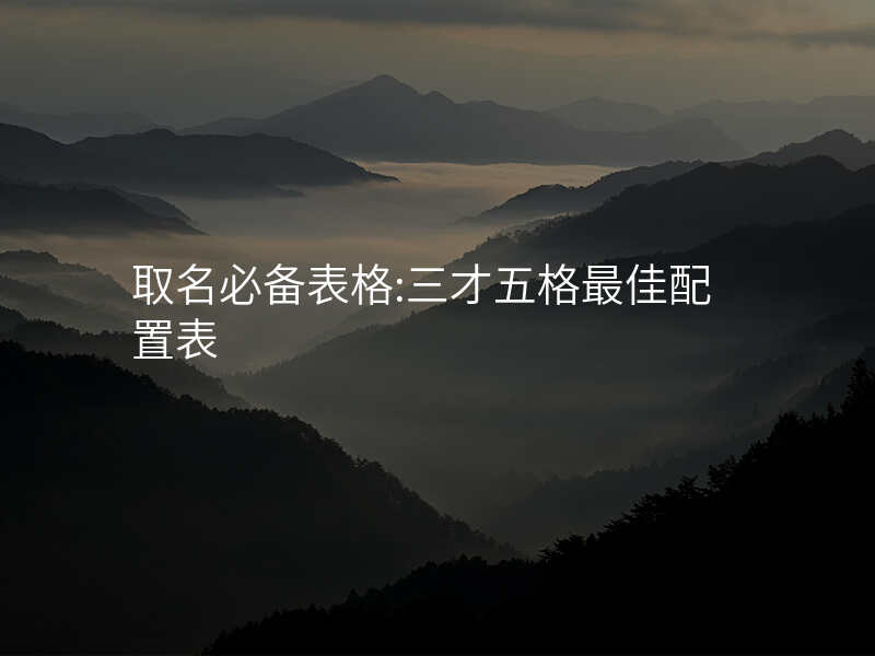 取名必备表格:三才五格最佳配置表