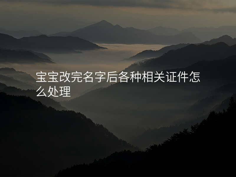 宝宝改完名字后各种相关证件怎么处理