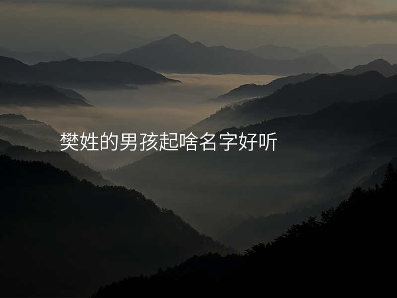 樊姓的男孩起啥名字好听