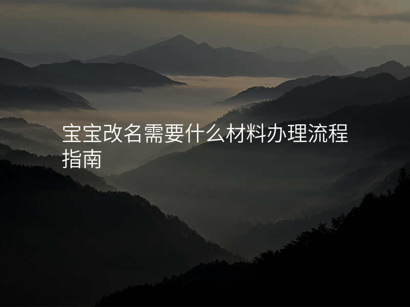 宝宝改名需要什么材料办理流程指南