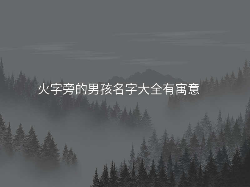火字旁的男孩名字大全有寓意