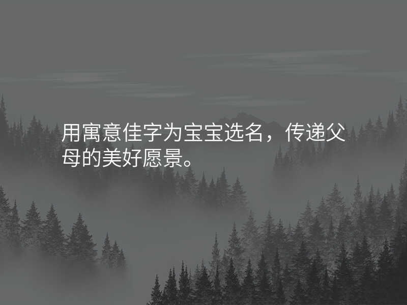 用寓意佳字为宝宝选名,传递父母的美好愿景。