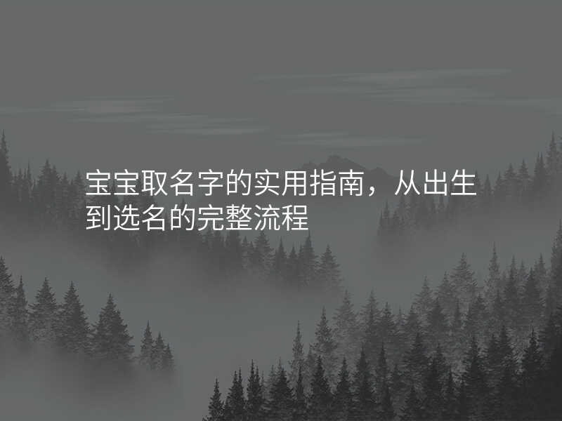 宝宝取名字的实用指南,从出生到选名的完整流程