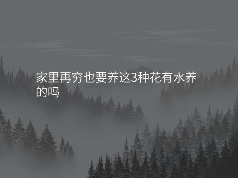 家里再穷也要养这3种花有水养的吗