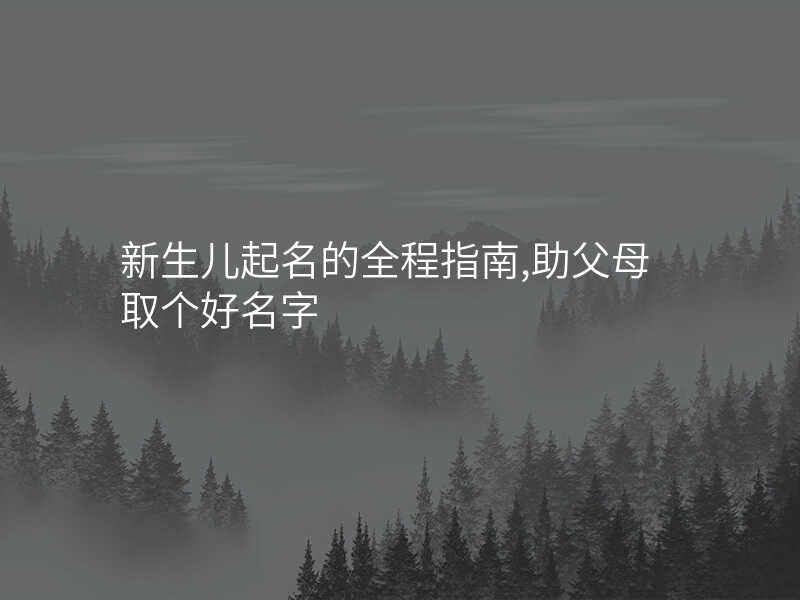 新生儿起名的全程指南,助父母取个好名字