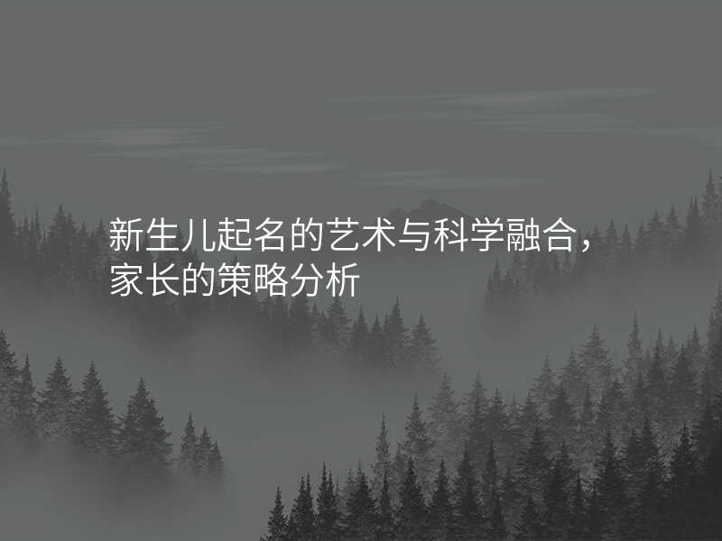 新生儿起名的艺术与科学融合,家长的策略分析