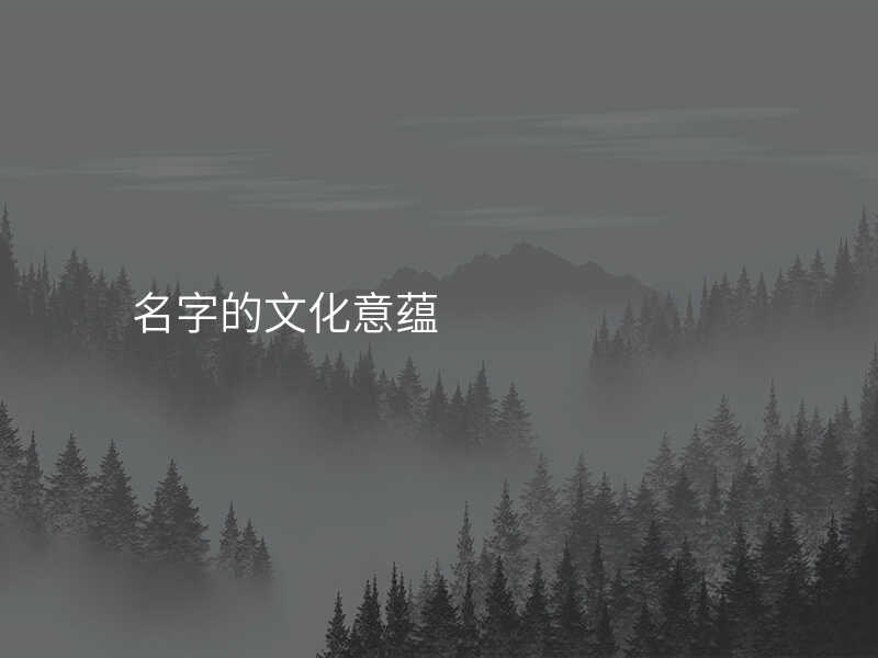 名字的文化意蕴