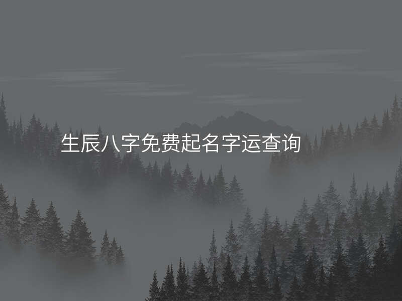 生辰八字免费起名字运查询