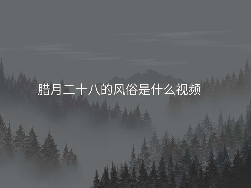 腊月二十八的风俗是什么视频