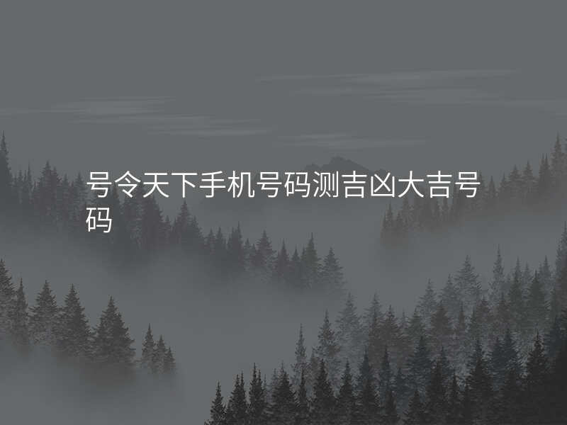 号令天下手机号码测吉凶大吉号码