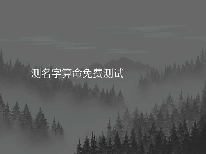 测名字算命免费测试