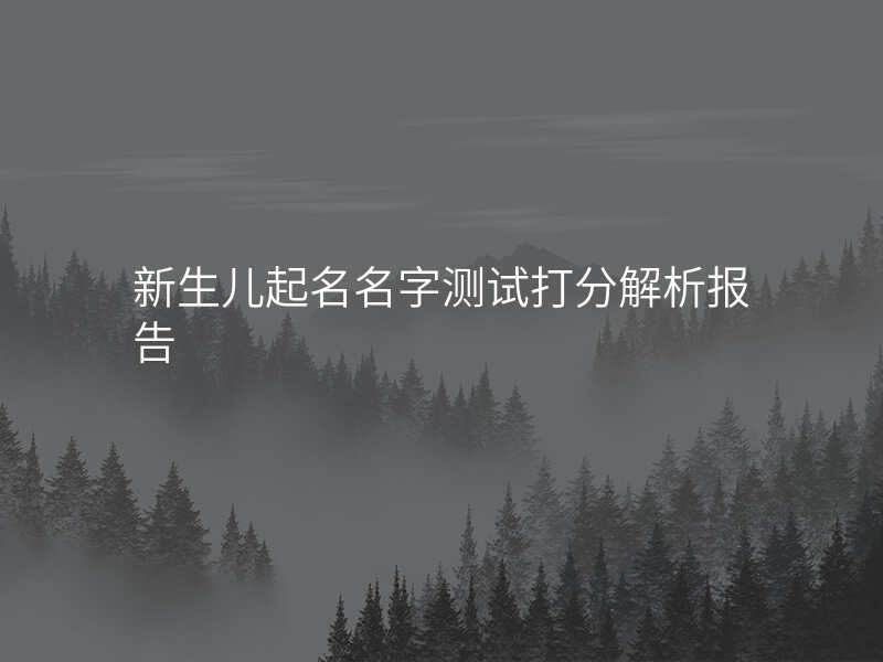 新生儿起名名字测试打分解析报告
