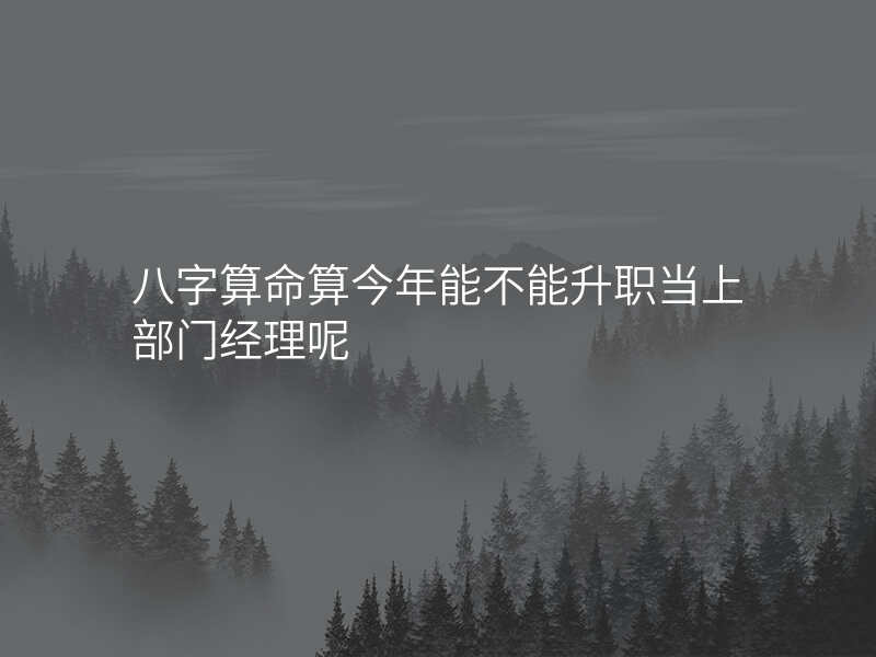 八字算命算今年能不能升职当上部门经理呢