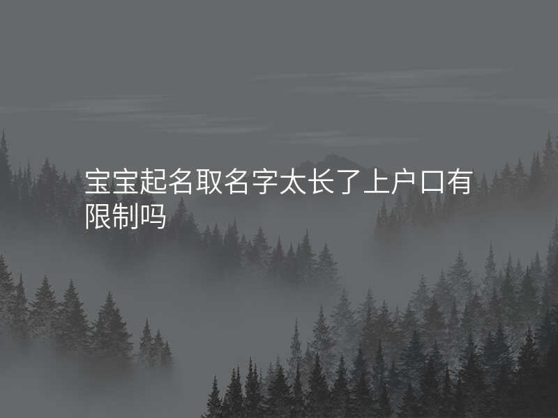 宝宝起名取名字太长了上户口有限制吗